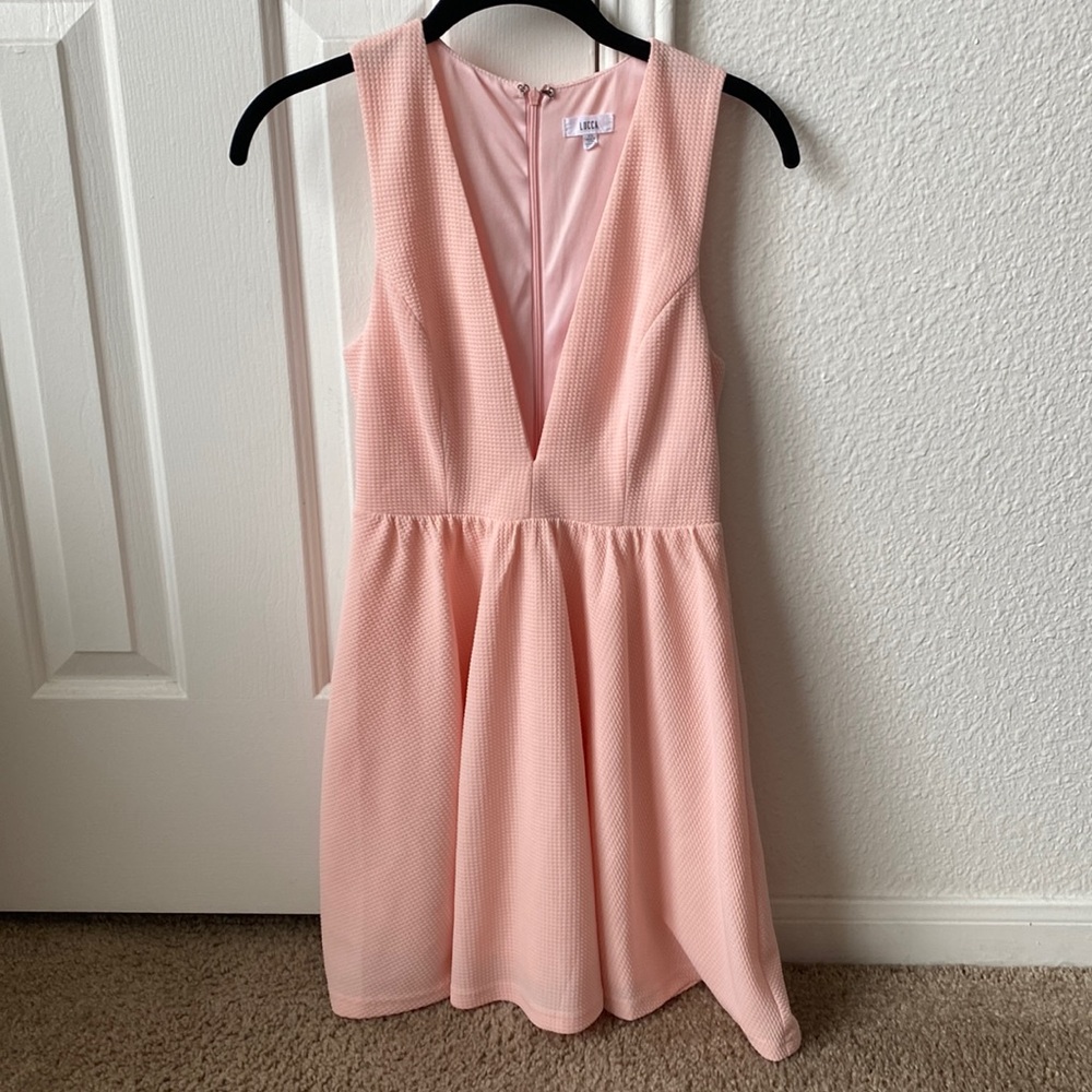 Pink Dress with Plunge Neckline